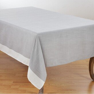 Saro Lifestyle Polyester Tablecloth With White Band Border, Grey,