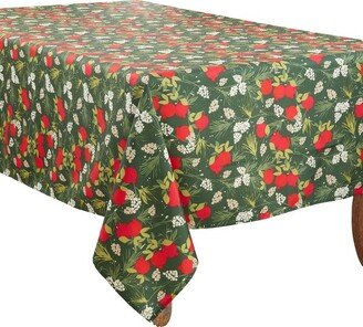 Saro Lifestyle Tablecloth With Holiday Pomegranate Design, Red/Green,