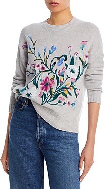 C by Bloomingdale's Cashmere Embroidered Floral Cashmere Sweater - 100% Exclusive