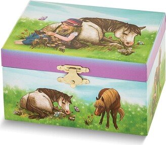 Curata ChildrenS Horse Themed Graphic Wrap with Mirror and Twirling Pony Music Box