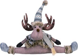 Fabric 21 in. Multicolored Christmas Plush Sitting Moose