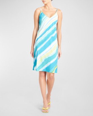 Nikko Sleeveless Watercolor-Print Nightgown