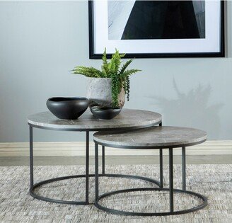 CDecor Hanover Grey Faux Marble and Gunmetal 2-piece Nesting Coffee Table