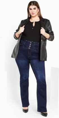 | Women's Plus Size Harley Bootleg Corset Jean - Mid Denim - 12 Plus