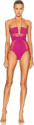 Gathered Bra One Piece Swimsuit in Pink