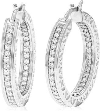 Vir Jewels 3/4 cttw Round Lab Grown Diamond Hoop Earrings .925 Sterling Silver Prong Set 1 Inch