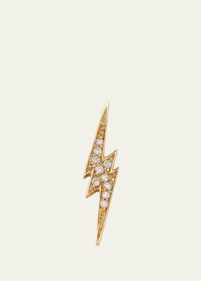 14k White Gold Diamond Lightning Bolt Stud Earring, Single