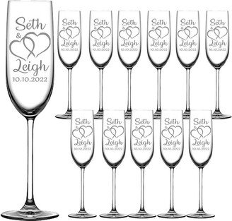 Personalized Wedding Champagne Flutes -Set Of 12 Glasses For Toasting/Bride Groom Gifts -Wedding Registry Brides Name, Gift