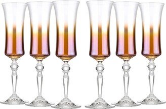 Glasstar 6 Oz Caramel Ombre Lead-Free Crystal Unique Champagne Flutes, Wedding Gift, Gift For Anniversary, Set Of