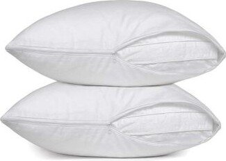 Circles Home Cotton Polyester Cotton Blend Sateen White Zippered Pillow Protector