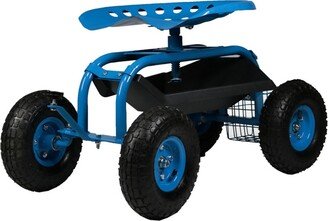 Sunnydaze Decor Steel Rolling Garden Cart with Swivel Steering/Basket