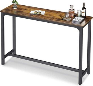 ODK 55 Inch Rectangular Modern Bar Height Pub Table w/ Metal Legs, Rustic Brown - 30.80