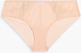 Embroidered stretch-tulle mid-rise briefs