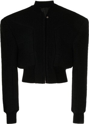 Pinched Shoulders Cashmere Bomber Jacket