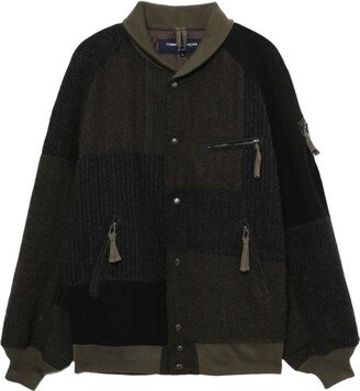 Patchwork Multiple-Pocket Bomber Jacket