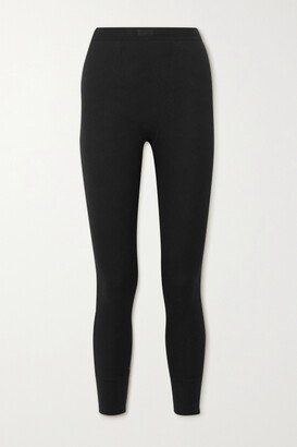 Thermal Ribbed Cotton-blend Leggings - Soot