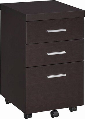 3-Drawer Mobile File Cabinet in Cappuccino