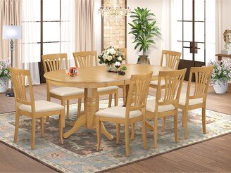 9 Piece Modern Table Set Includes an Oval Wooden Table and 8 Kitchen Dining Chairs, Oak