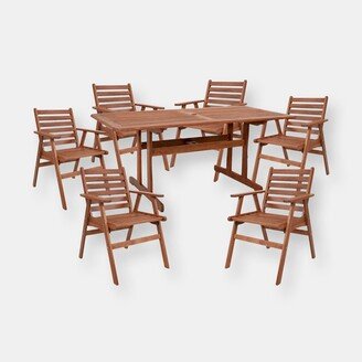 Sunnydaze Decor Sunnydaze Meranti Wood 7-Piece Patio 6 ft Dining Table and Chairs Set