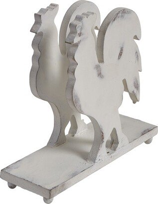 Park Designs Rooster Wood Napkin Holder Distressed Cream