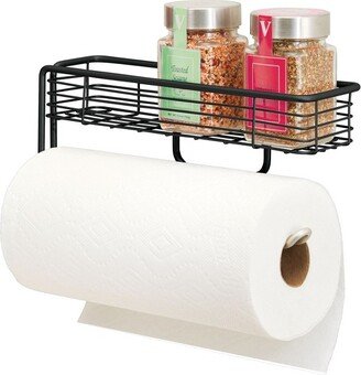 mDesign Wall Mount Metal Paper Towel Holder with Storage Shelf - Black