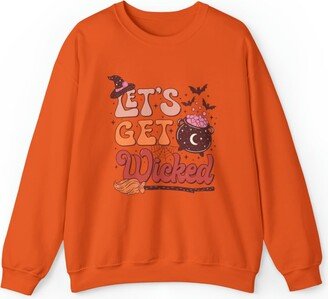 Generic Let's Get Wicked Sweatshirt Funny Halloween Sweater Wicked Sweat Magical Spooky Season Crewneck Retro Halloween Witch Sweatshirt Women Gift - 5XL