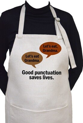 Good Punctuation Saves Lives - Let's Eat Grandma- Adjustable Neck Apron With Large Front Pocket Eat Grandma Or Lets Eat, Grandma