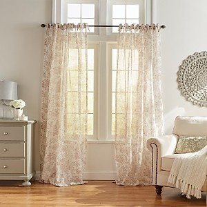 Westport Floral Tie-Top Sheer Curtain Panel, 52 x 84