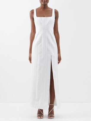 Portrait Square-neck Grosgrain Maxi Dress