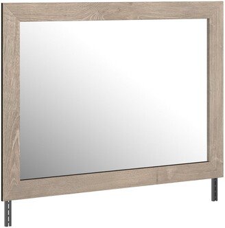 Bedroom Mirror with Grains and Rectangular Encasing, Oak Brown