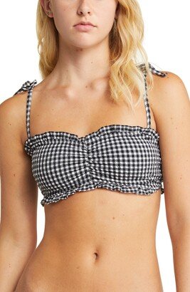 Gingham Ruffle Seersucker Bikini Top