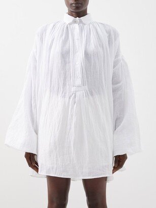 Les Vacances d’Irina Carmen Half-button Linen-cotton Blend Shirt-AA