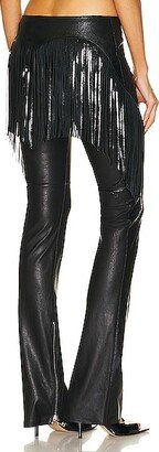 Fringe Leather Pant in Black