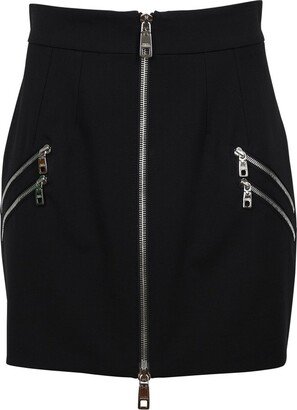 High-Waist Zipped Mini Skirt