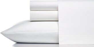 Solid Cotton Percale T400 4 Piece Sheet Set, Queen - White/ White