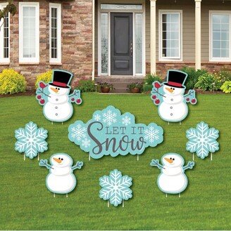 Big Dot of Happiness Let It Snow - Snowman - Yard Sign and Outdoor Lawn Decorations - Christmas and Holiday Yard Signs - Set of 8