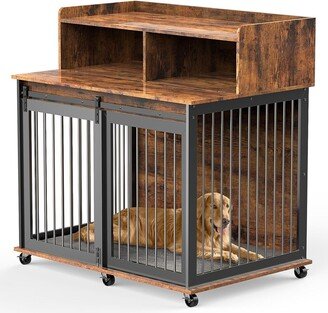 Sapphome 43.7'' Dog Crate Furniture with Cabinet for Medium to Large Pets