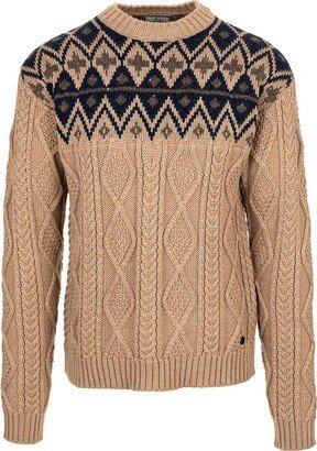 Pattern Intarsia-Knit Crewneck Jumper