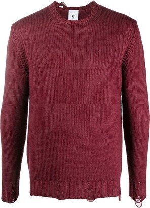 PT Torino Distressed Round-Neck Jumper