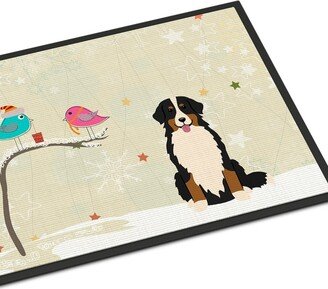 24 in x 36 in Christmas Presents between Friends Bernese Mountain Dog Door Mat Indoor/Outdoor