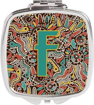 CJ2013-FSCM Letter F Retro Tribal Alphabet Initial Compact Mirror