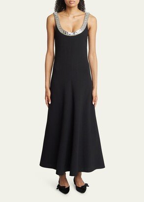 Textured Wool Backless Gown with Crystal Detail-AA