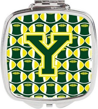 CJ1075-YSCM Letter Y Football Green & Yellow Compact Mirror