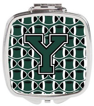 CJ1071-YSCM Letter Y Football Green & White Compact Mirror