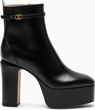 Black leather ankle boots with platform