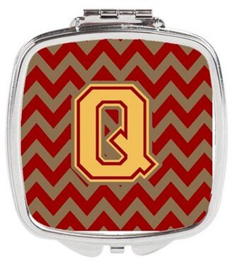 CJ1048-QSCM Letter Q Chevron Garnet & Gold Compact Mirror