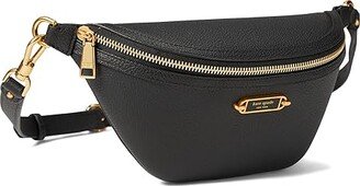 Gramercy Pebbled Leather Medium Belt Bag (Black) Handbags