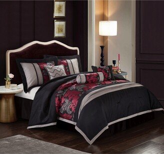 Nanshing Lincoln 7-Piece Comforter Set, Black, Queen