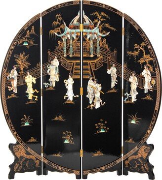 6 ft. Tall Black Lacquer Round Room Divider - Royal Ladies