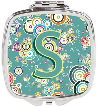 CJ2015-SSCM Letter S Circle Circle Teal Initial Alphabet Compact Mirror